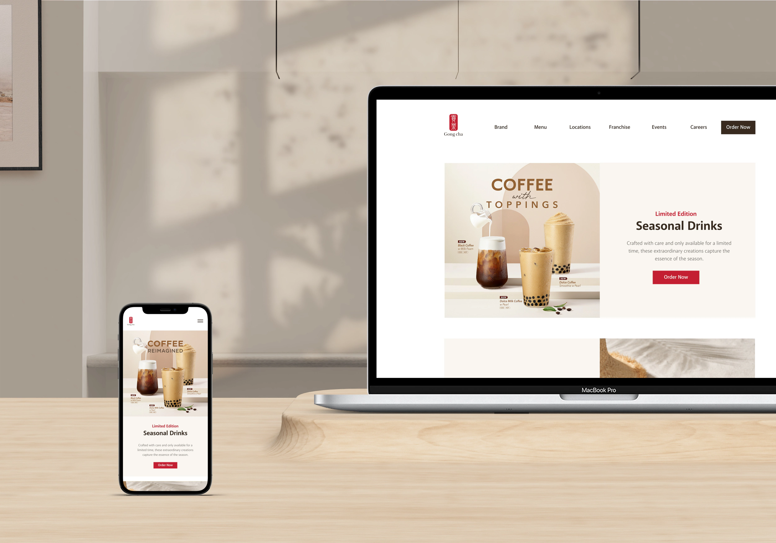 Mobile-first landing page on laptop and phone