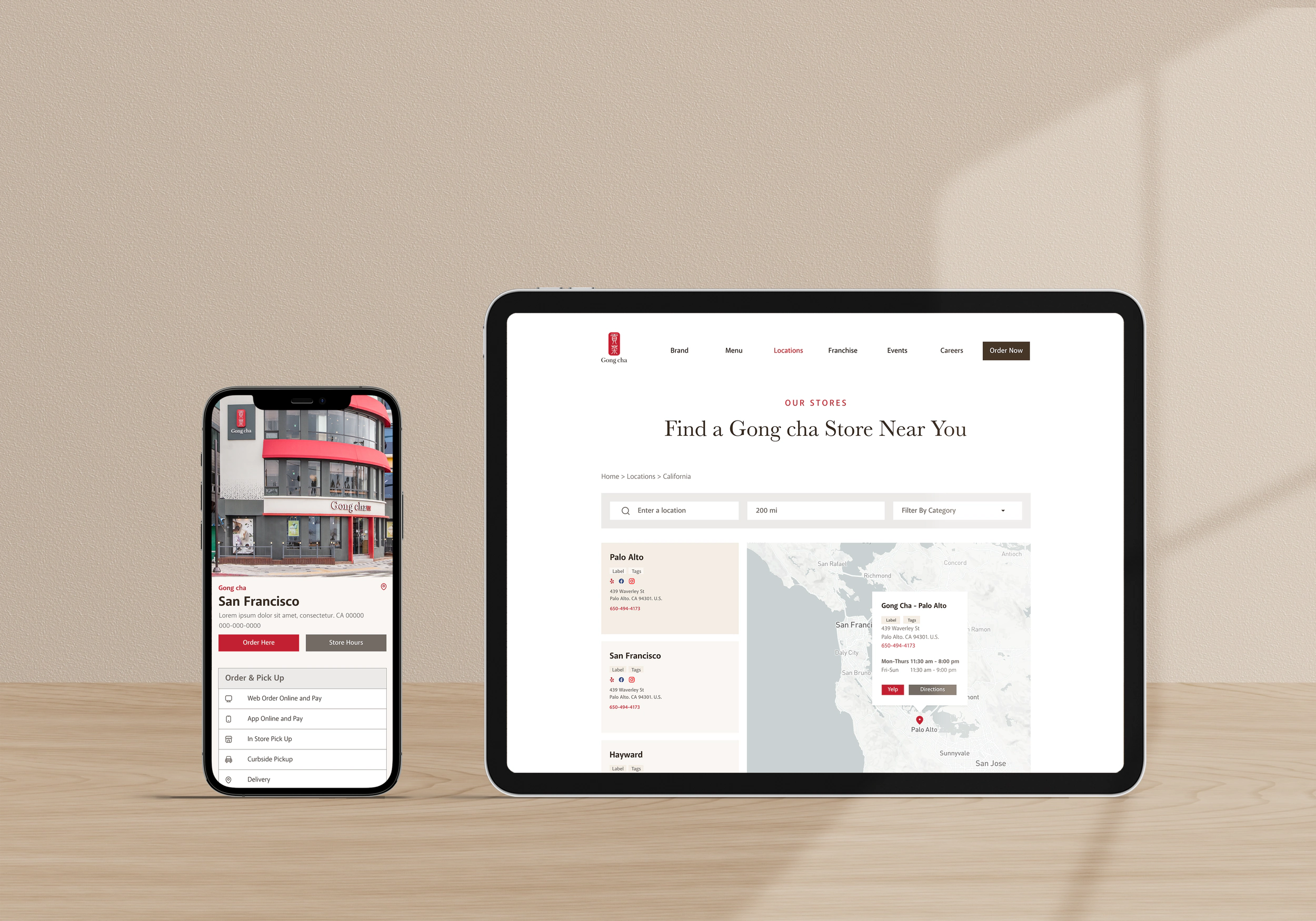 Store finder map and per-store page