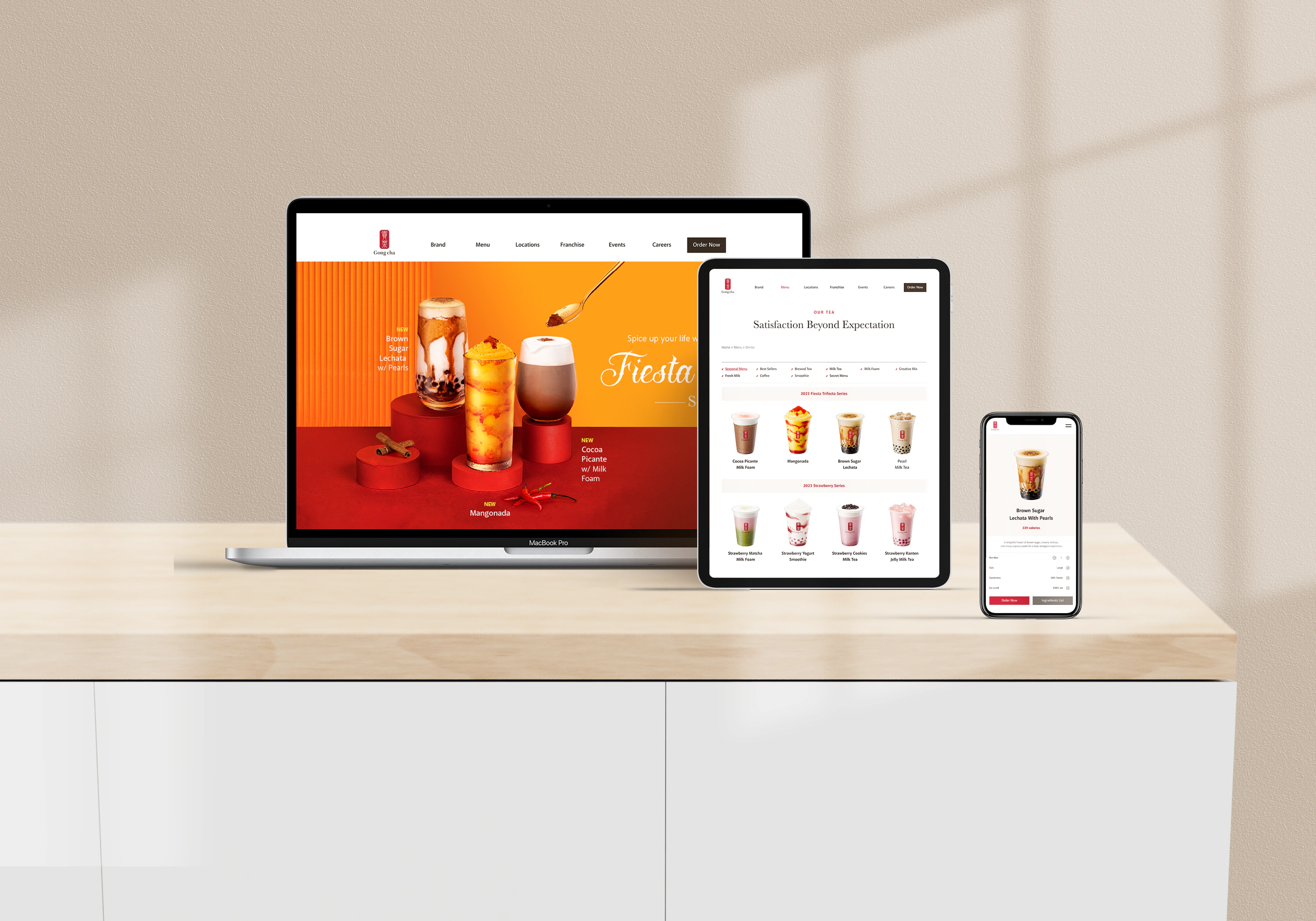 Seasonal campaign pages on laptop, tablet and phone