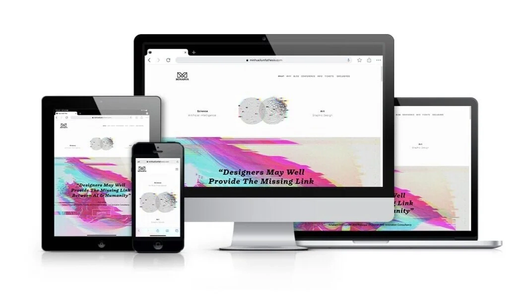 Minarva brand website mockup