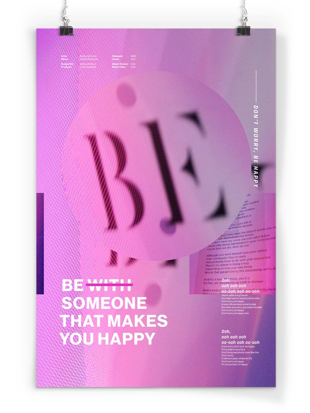 Don&rsquo;t Worry, Be Happy typographic poster