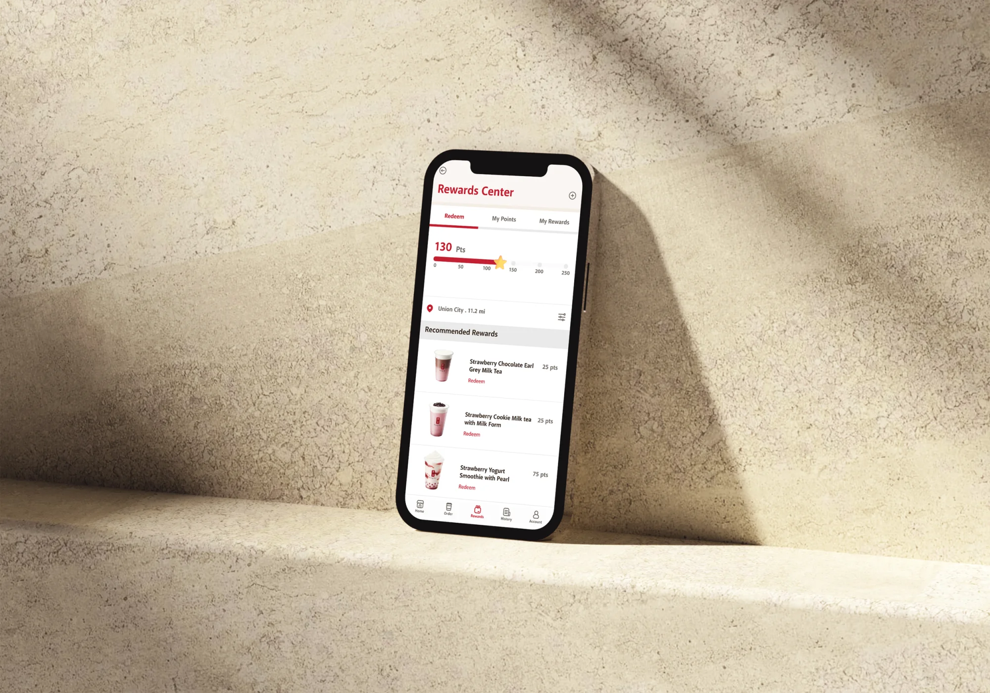 Reward center: points balance and redeemable rewards